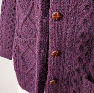 Purple Irish Wool Blarney Cardigan By Woolen Mills
